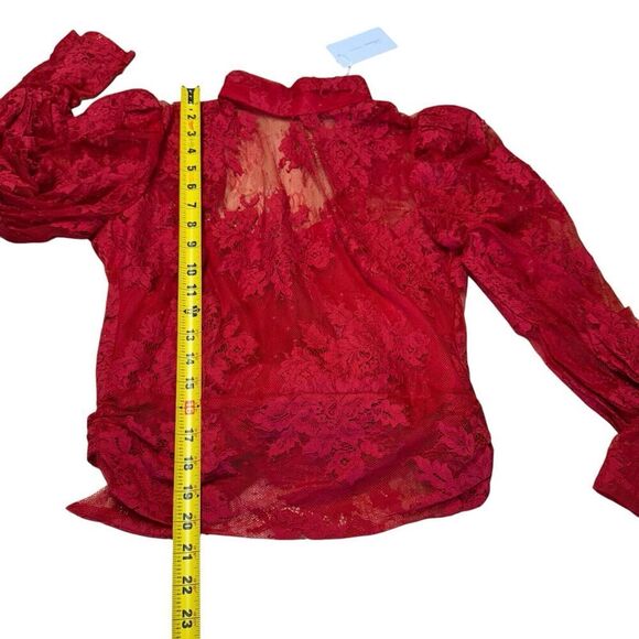 Lovers And Friends Marcie Top in Flame Scarlet Large Romantic Feminine Lace $175 - Picture 9 of 9